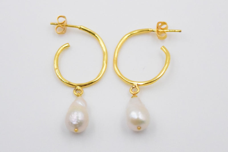 Pearl Brass Earrings
