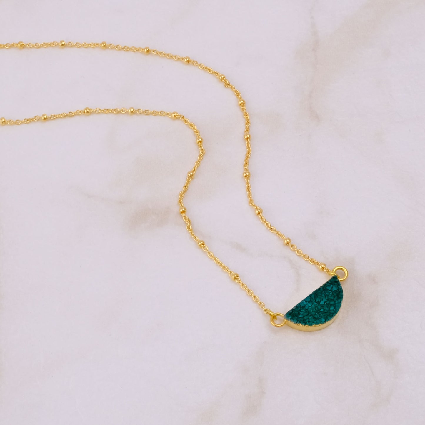 Green Agate Druzy Gemstone Necklace
