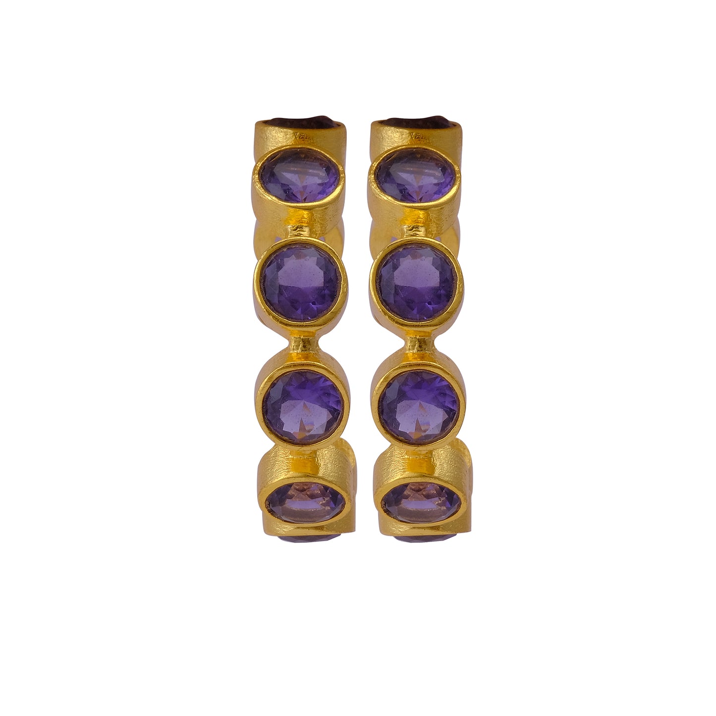 Luminous purple stone hoops