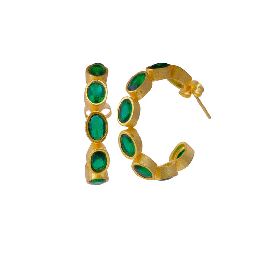 Luminous Green Stone Hoops