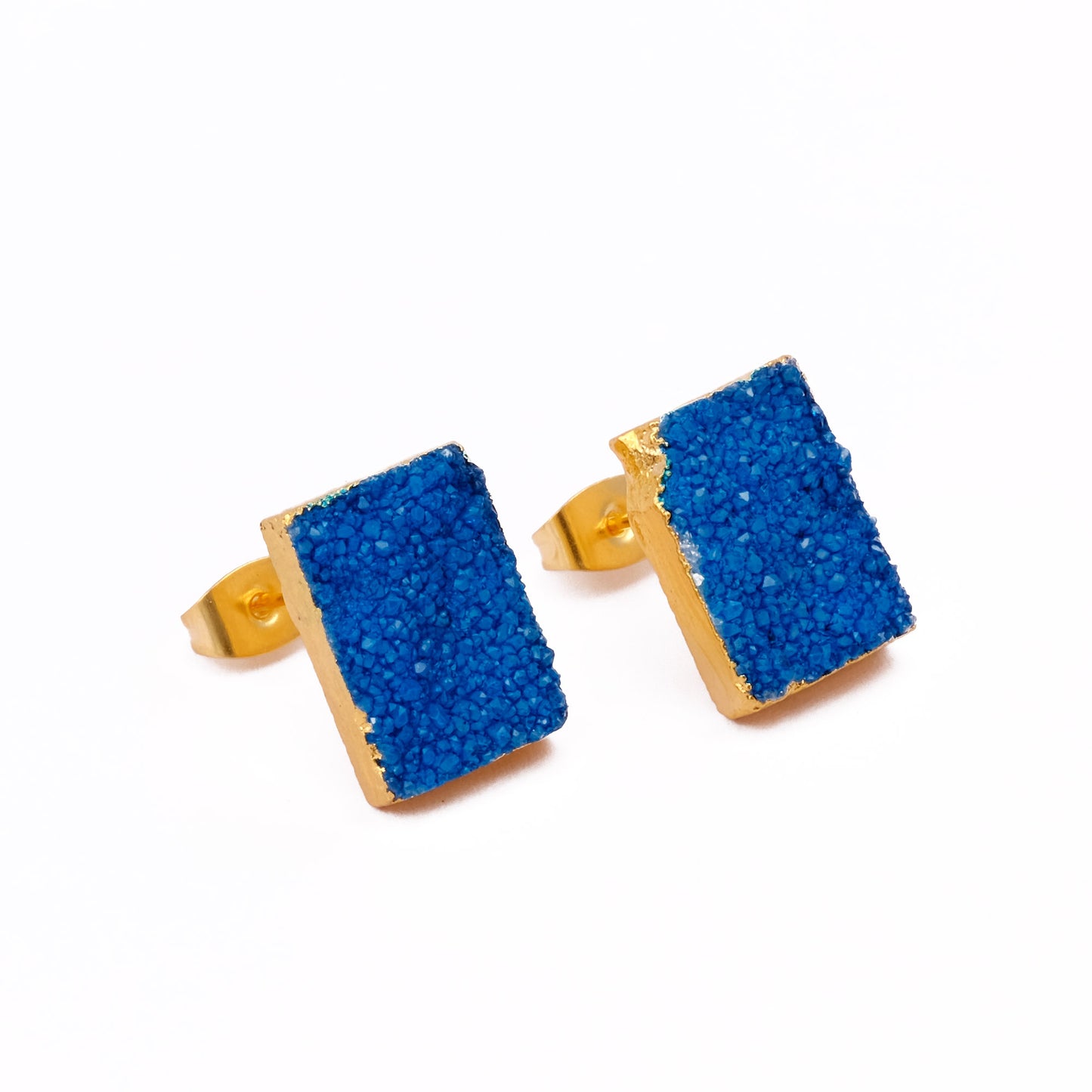 Blue Agate Druzy Stone Studs