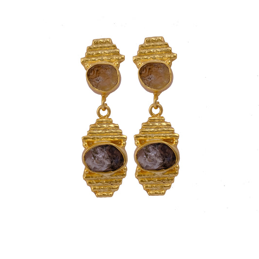 Gilded Obsidian Earrings